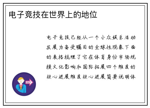 电子竞技在世界上的地位